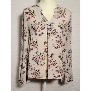 Carolina Belle Montreal Blouse Medium‎ Floral Button Front Bell Sleeve Top 0660